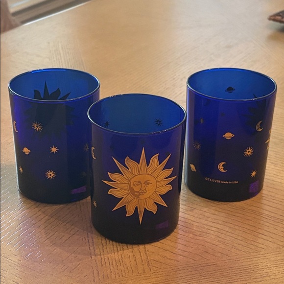 Culver Other - Vintage Set of 3 Culver Blue Celestial Sun Stars Moon Tumbler Cocktail Glasses